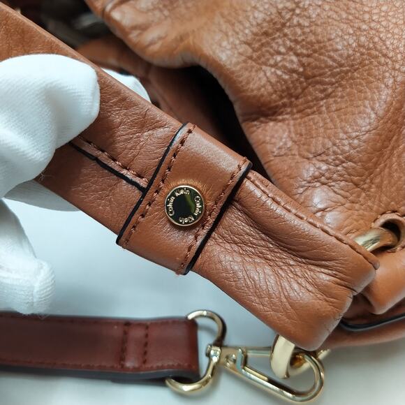 Calvin Klein Brown Tan Leather Zipper Closure Crossbody Shoulder Bag - Picture 13 of 16